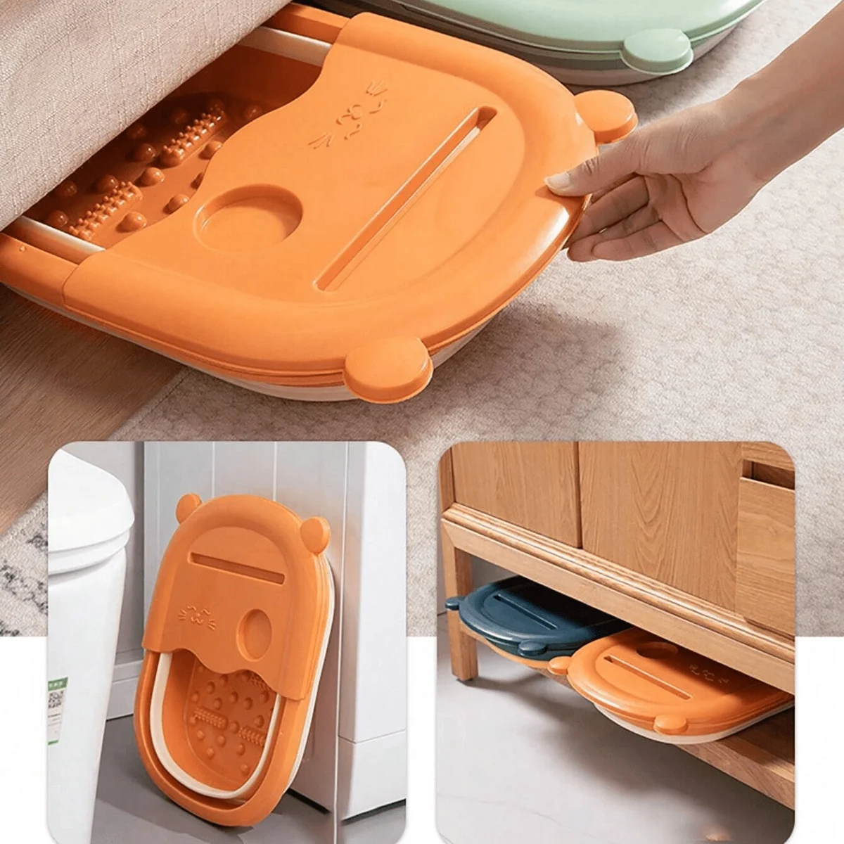 1 Foldable Handheld Foot Soaking Bucket, Home Portable with Lid, Insulated Foot Bath