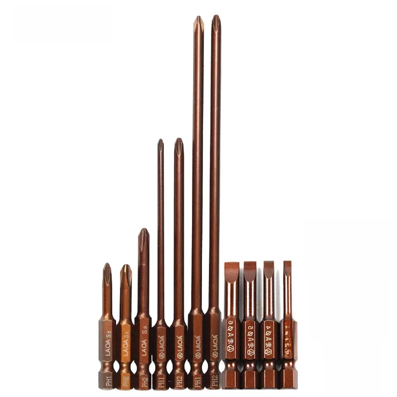 LAOA 1pc Screwdriver Bit S2 Alloy Steel Bit for Electric Screwdriver Hand Drill With Magnetism Phillips Bit Slot type