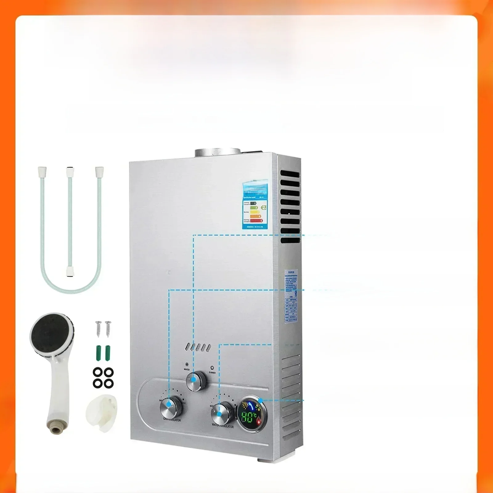 VEVOR LPG Boiler 6L 8L 10L 12L 16L 18L LPG Vloeibaar Petroleumgas Propaan Butaan Boiler Rvs Boiler Kit - afbeelding 2