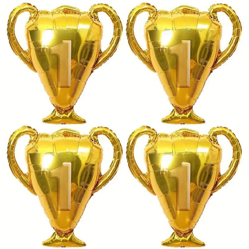 4 pièces, trophée de Champion, ballon en Film d'aluminium, décoration de fête d'anniversaire, de Football, de basket-ball