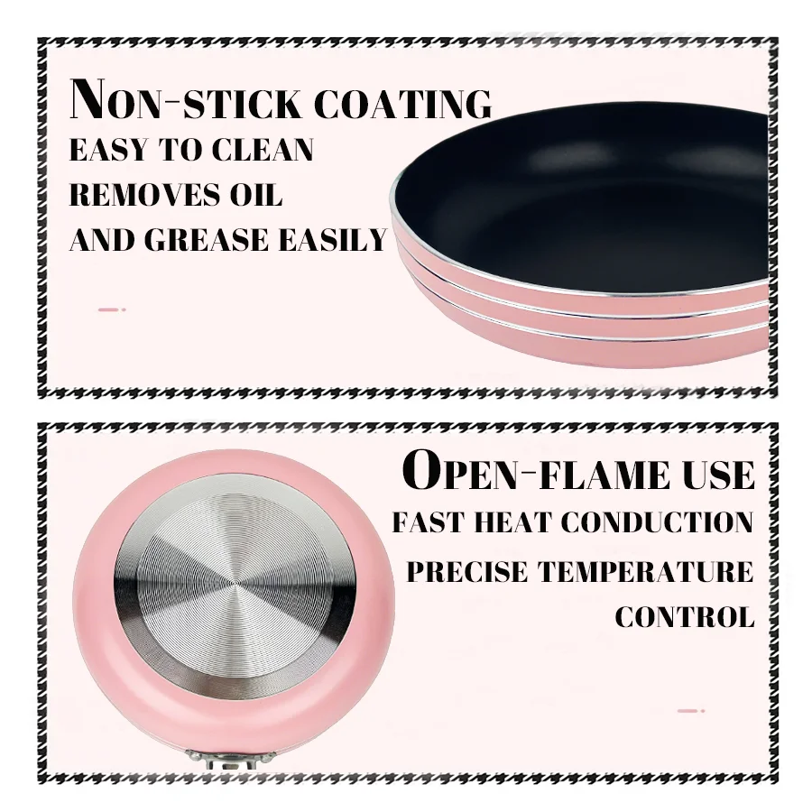 Mini poêle rose mignonne de 6.4 pouces, poêles à frire antiadhésives pour omelette aux œufs, facile à nettoyer, ustensiles de cuisine pour petit déjeuner à la maison pour cuisinière à gaz