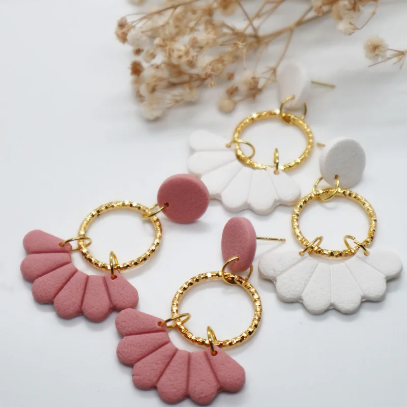 Handmade Polymer Clay Earring for Women Girls Simple Trendy Fashion Flower Pendant Earrings Summer Geometry DangleEarrings Gift