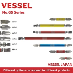 VESSEL GO-SAI Screwdriver Bit Set for Phillips and Slotted Screws Double Head Magnetic Bit Tool Accessories NO.GS5P GS14 Series
