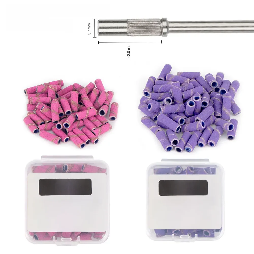 Mini prego bandas de lixamento com eixo, brocas, calos de pele morta, Gel Remover, Tool Set, 3 ",