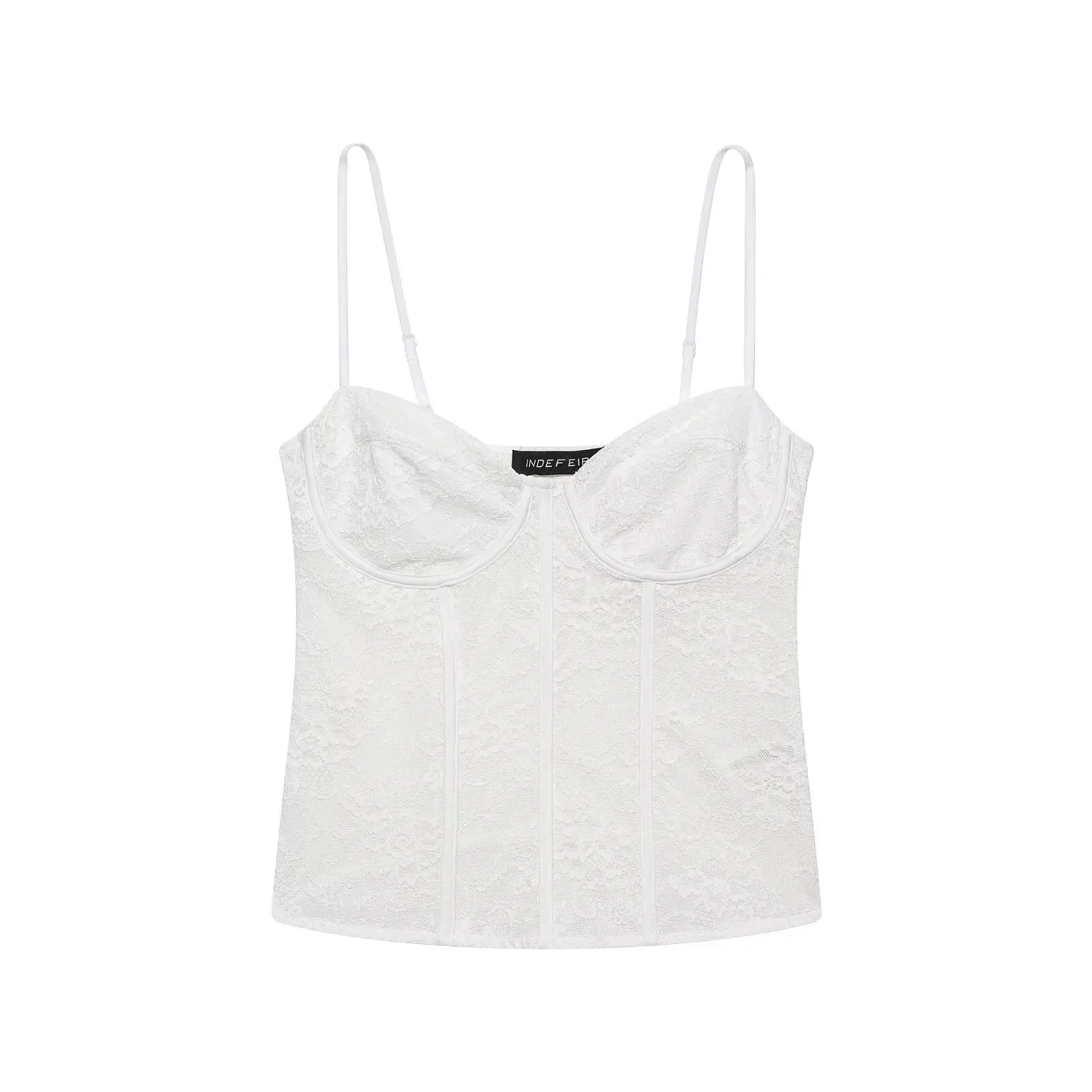Women Lace Cami Top Solid White Black Bustier Sexy Slim Sheer Bodice Corset Underwire Crop Top Club Outfits Summer Camisole