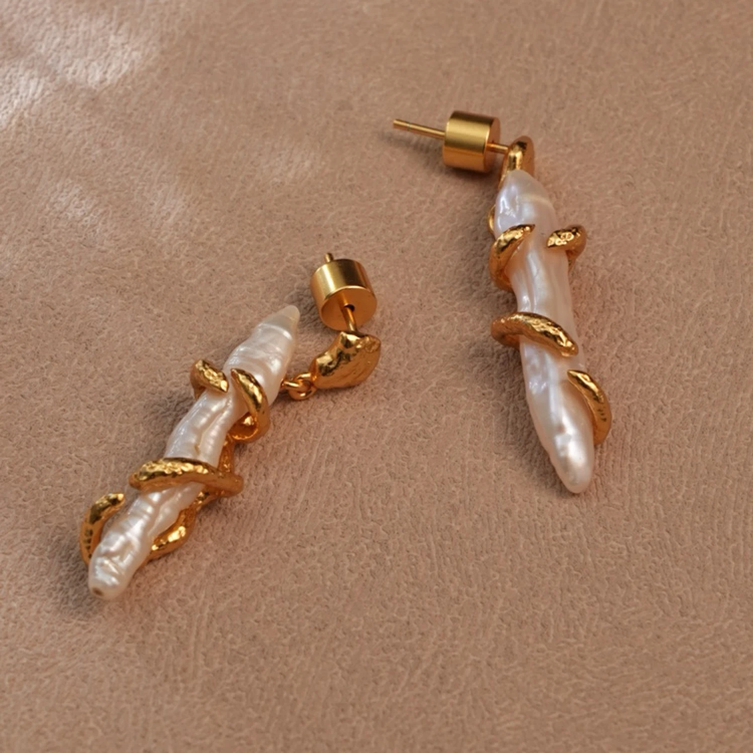 

YAJUNIEL Natural Baroque Freshwater Pearl Dangle Earrings for Women 24K Real Gold Plated Hypoallergenic Unique Jewelry Gifts