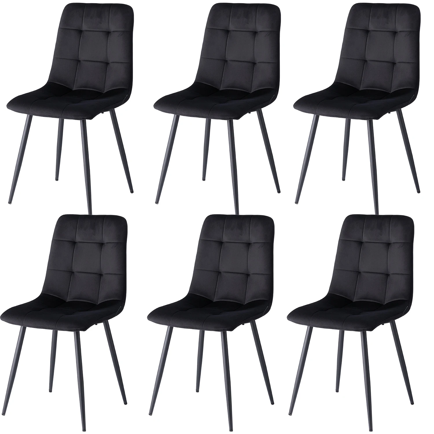 EGOONM Set van 2/4/6 eetkamerstoelen, gestoffeerde stoelen, designstoel met rugleuning, fluwelen zitting, metalen frame keuken woonkamer