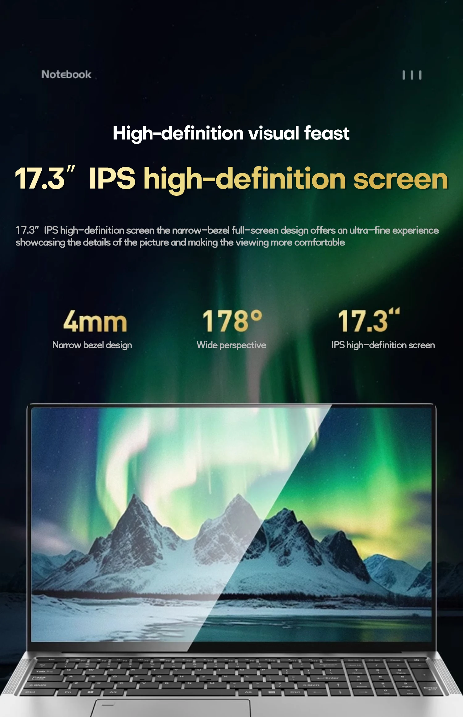 Xiaman 17.3" Ultar Slim Business Laptop Computer intel Pentium 6500Y Windows 11 Pro Notebook PC Laptops with Backlit Keyboard