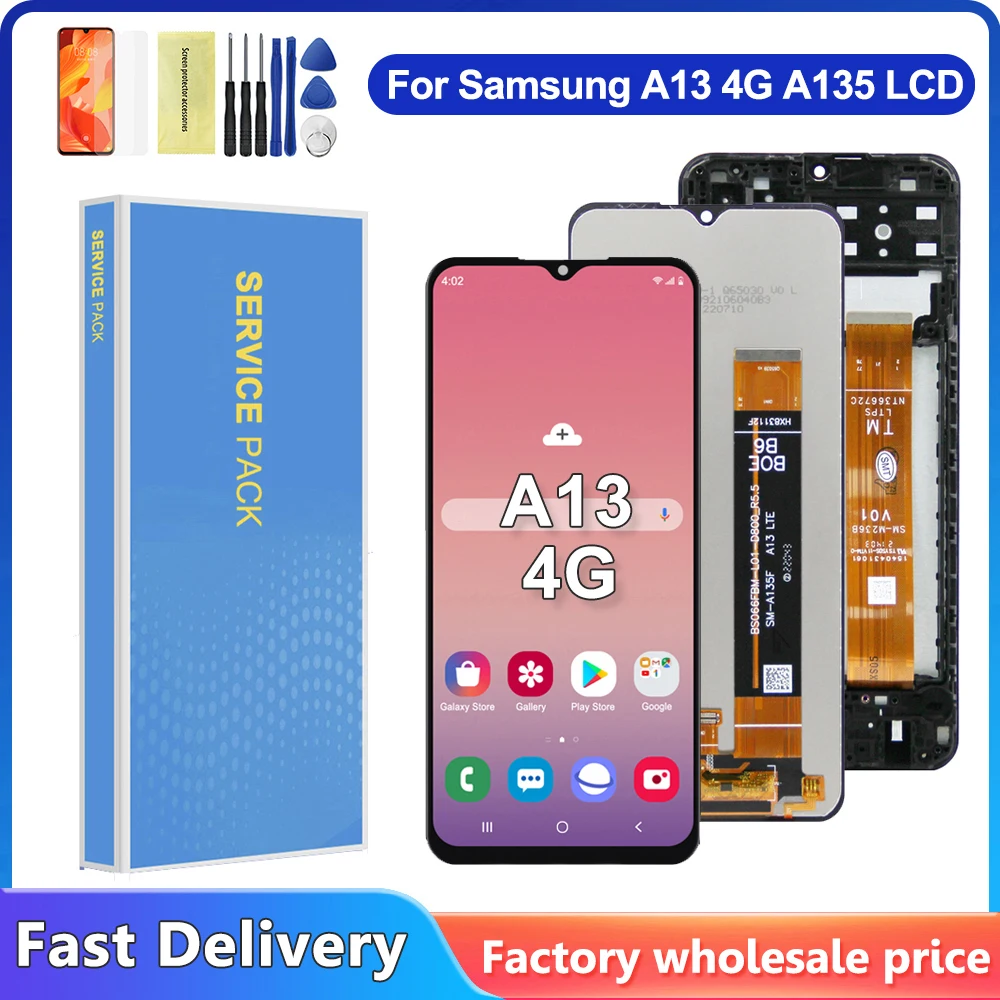 Dla Samsung A13 4G wyświetlacz LCD ekran dotykowy Digitizer dla Samsung A13 LTE A135F A135U A135U1 LCD z ramką