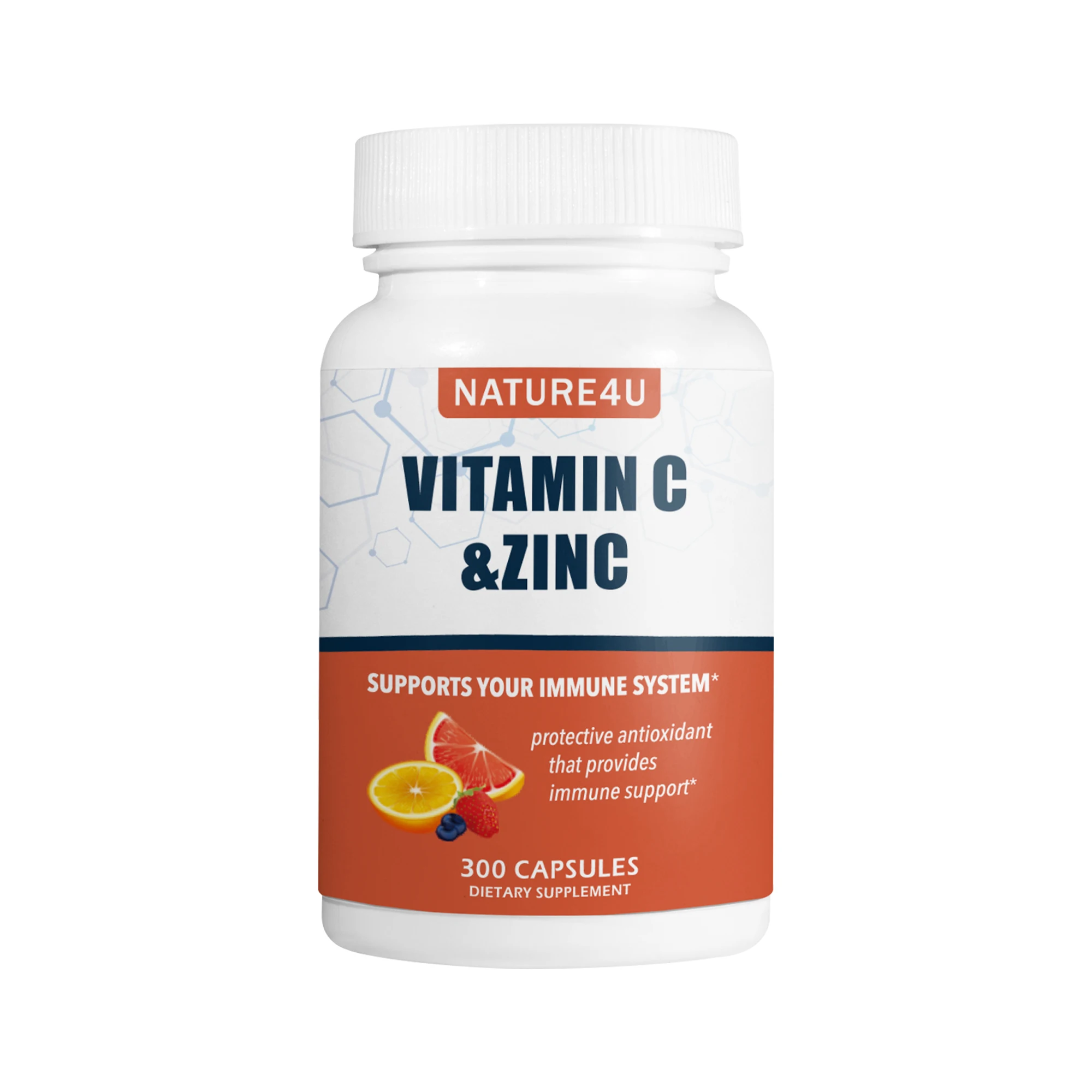 Vitamin C 1000mg with Zinc, Rose HIPS and Citrus Bioflavonoids, Immune Support Supplement Antioxidants Protection, 300 Capsules