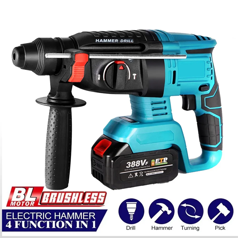 Screwdriver Cordless Percussion Drill Radio Hammer Brushless Electric Crusher Multi-function Electric Impact Power Tool Drill