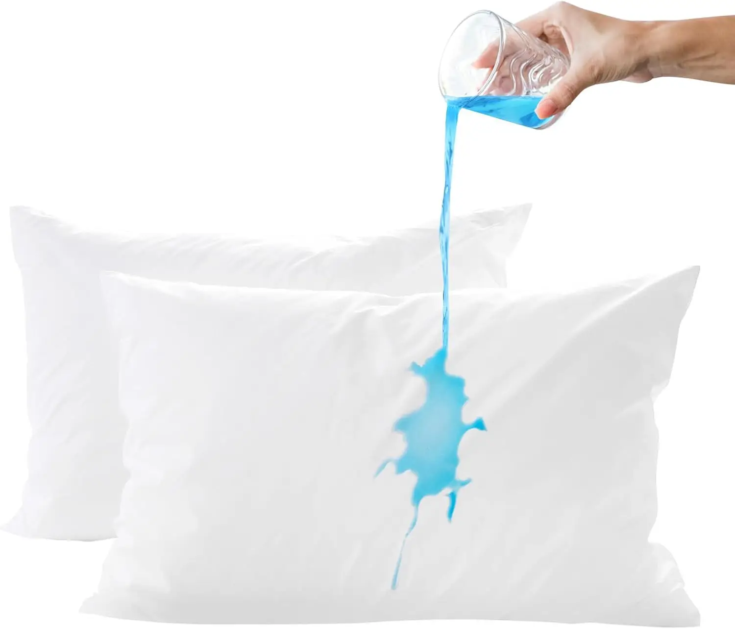 Fairpeak Waterproof Pillow Protectors with Zipper, White Polyester TPU Pillow Covers, Standard Queen King, 2/4 Pack