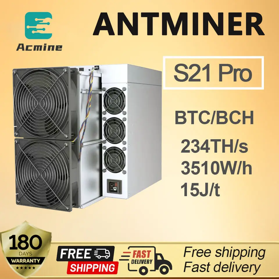 

BB BUY 2 получить 1 Бесплатный новый список Bitmain Antminer S21 Pro 234T 3510W Биткоин BTC ASIC Miner Office