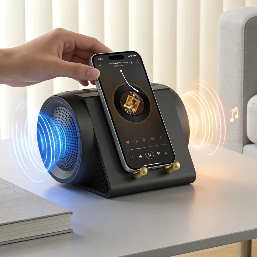 Multi Induction Speaker Amplifier, Wireless Bluetooth Induction Speaker Phone Portable Induction Speaker with Stand, Desk Audio for iPhone 17/16, 60H Playtime, Tech Cool Gadgets Gift for Women Men