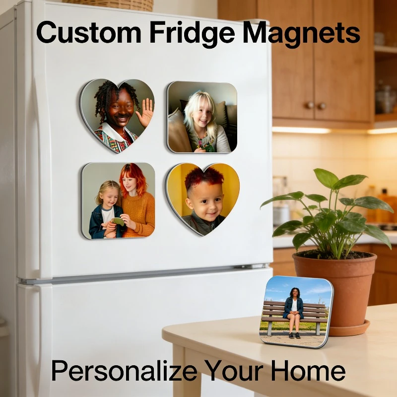Custom Photo Fridge Stickers, Personalized Kitchen Decor Gifts for Valentine Mother’s Day, Christmas Couple & Family Souvenirs