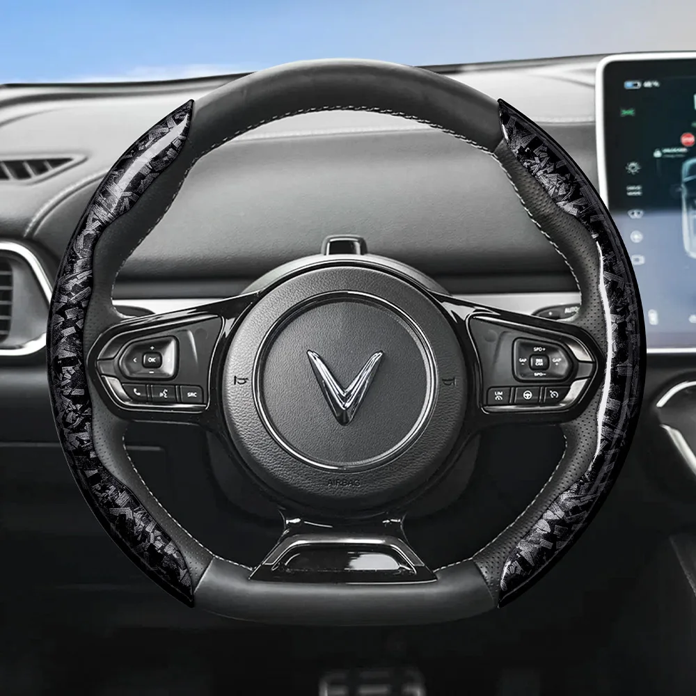 Suitable for Vinfast Forged Carbon Fiber Texture Steering Wheel Cover, Protective and Durable Snap-On Quick Installation Vf 3 5 6 7 E34 8 9 Herio Limo Green Black Red Gold Car Accessories