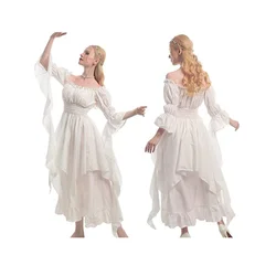 Women European Medieval Renaissance Dress Flare Sleeve Princess Queen Dress Cosplay Costumes Carnival Ball Gown Cosplay Clothes