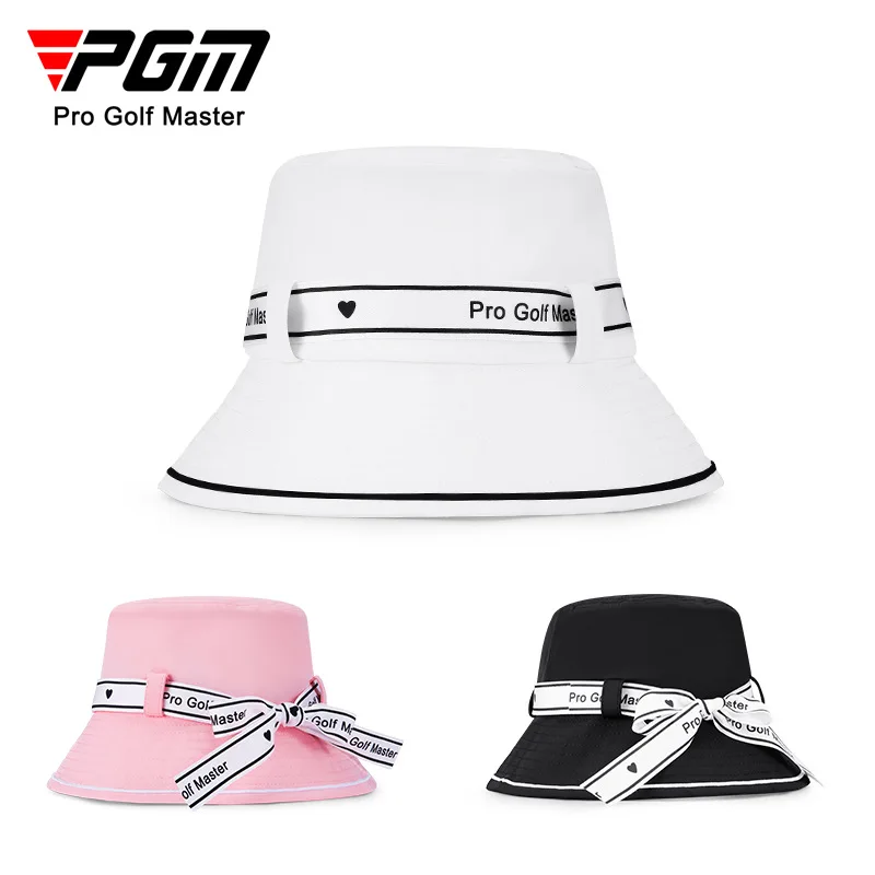 PGM Women\'s Golf Hat Bow Strap Fisherman Cap Sun-shading and Sunscreen Inner Sweat-absorbing Band Design MZ056