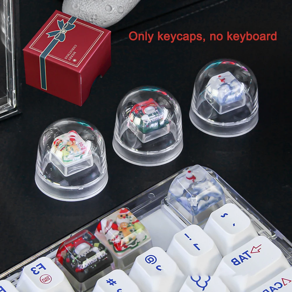 Transparent Resin Keycap Handcrafted Christmas Theme Keycaps For Gamers Resin Keycap for Mechanical Keyboard Switches Keycaps