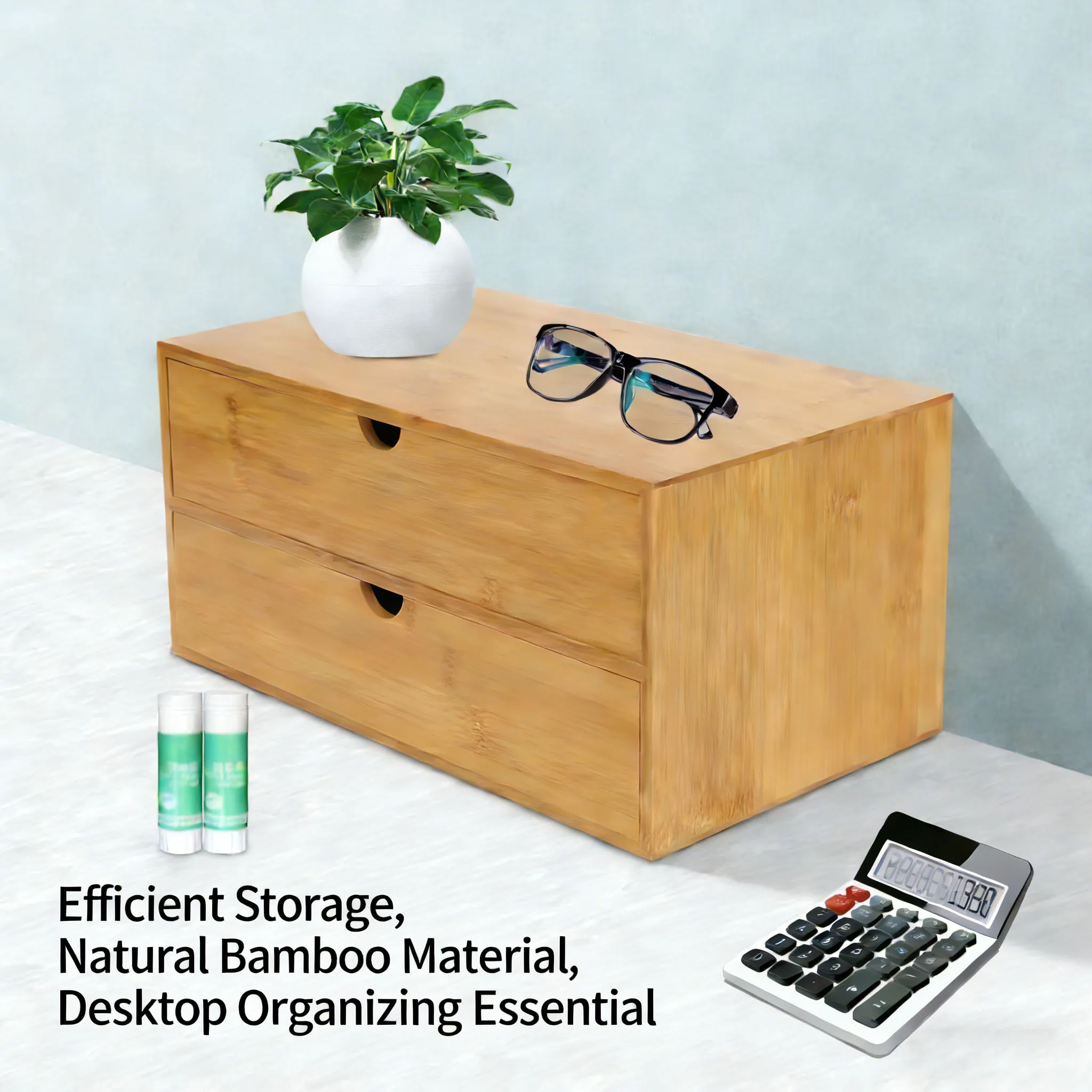 

Настольный органайзер, бамбуковый органайзер для офисного стола с 2 ящиками и ящиком для хранения, настольный органайзер для зажимов для ручек, натуральный дом