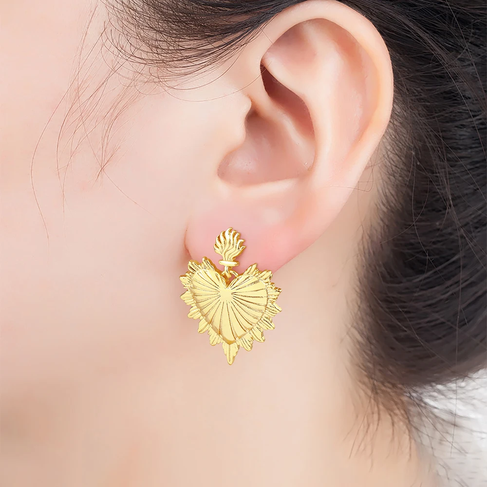 Nidin New Trendy Classic Heart Shape Irregular Charm Stud Earrings For Women OL Style Ear Jewelry Accessories Daily Party Gifts