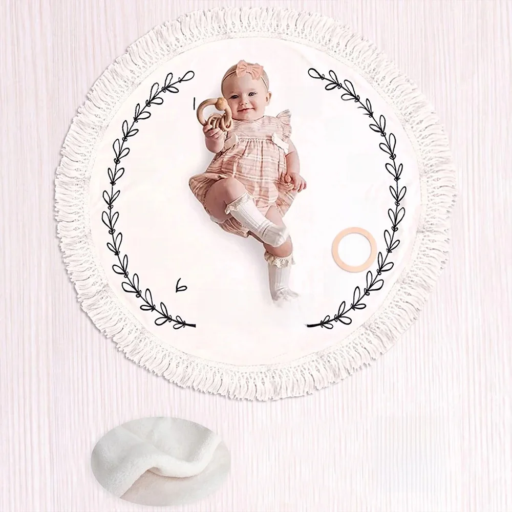 Ylsteed Flannel Month Milestone Blanket Baby First Year Calendar Monthly Growth Chart Shower Gift Newborn Photography Backdrop — zdjęcie 2