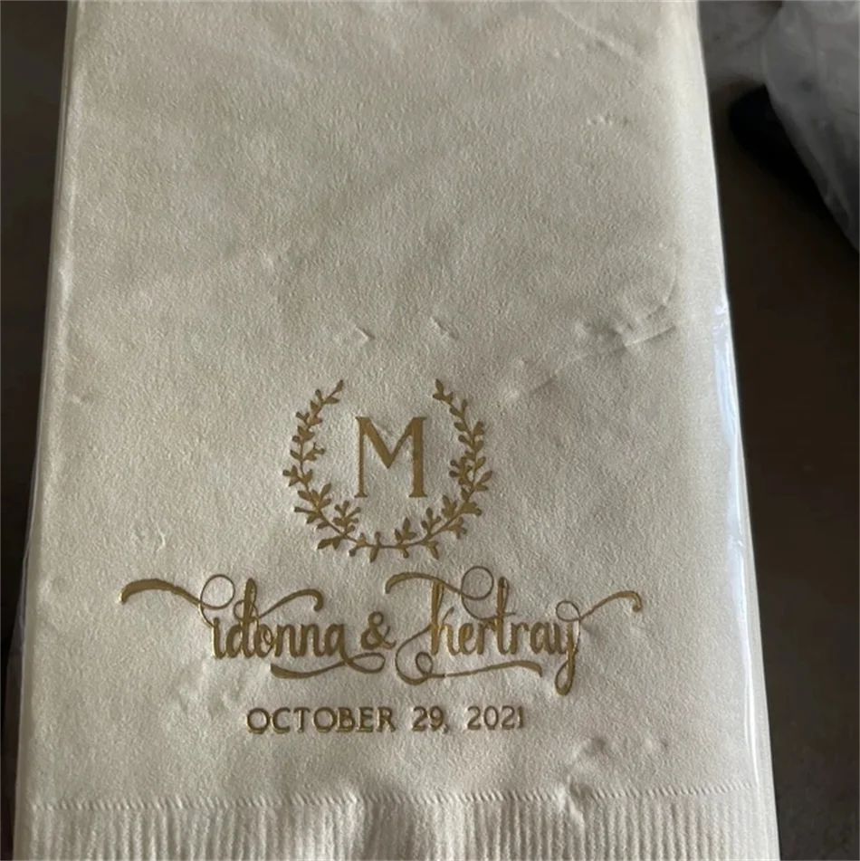 

50Custom Wreath Monogram 3 Ply Guest Towels, Rehearsal Dinner Napkins, Custom Wedding Guest Towel Napkins, Guest Bathroom Hand T