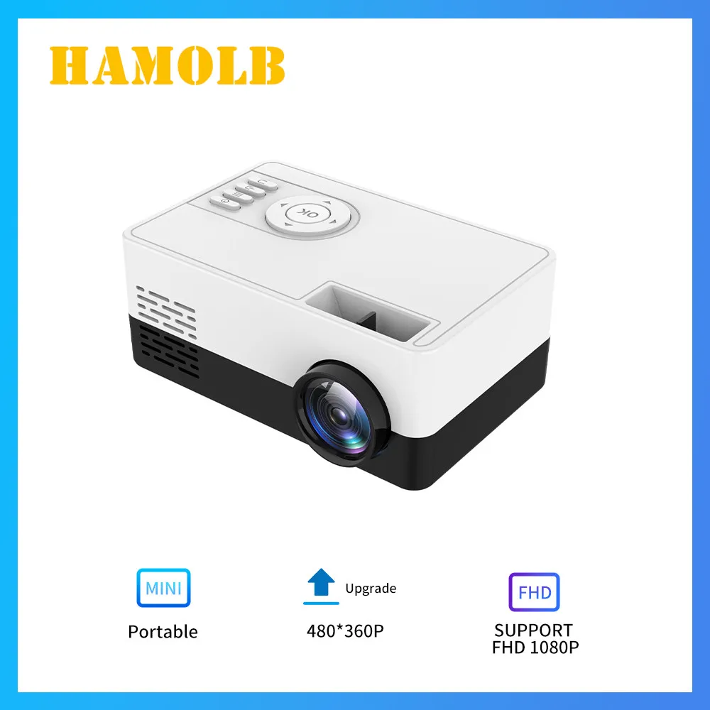 HAMOLB J15 Pro Led Mini Projector for 1080P Supported Home Theater 480x360 Pixels HD-MICompatible USB Video Audio Mini Projector