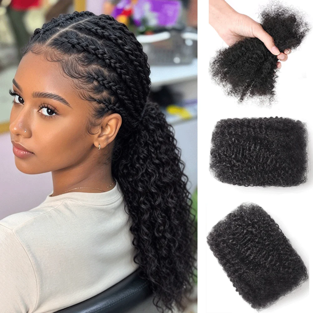 Afro Kinky Bulk Human Hair for Passion Twists Natural Curly Crochet Braiding Hair for Dreadlock Extensions Real Human Hair 50g