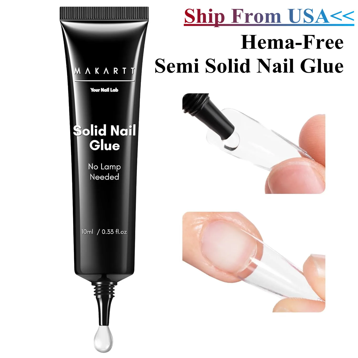 

Makartt Hema-Free Semi Solid Nail Glue Strong Air-Dry 20s Fake Nail Tips Adhesive No UV Needed DIY Manicure 10ml Home Salon