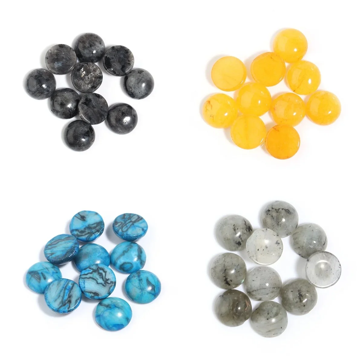 5/10 sztuk okrągły kamień naturalny koraliki Cabochon Flatback luźne przekładki Cabochon kamienne koraliki DIY biżuteria wisiorek akcesoria do pierścionków — zdjęcie 2