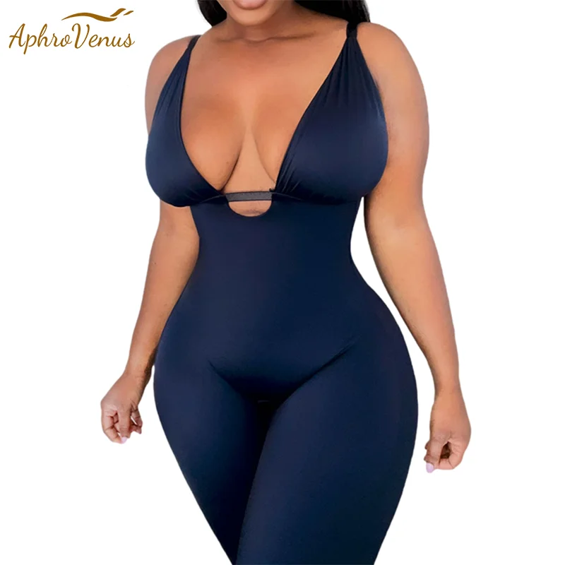 Fajas Colombianas Women Seamless Low Back Bodysuit Deep V-Neck Waist Trainer Compression Slimming Body Shaper Push Up Corset