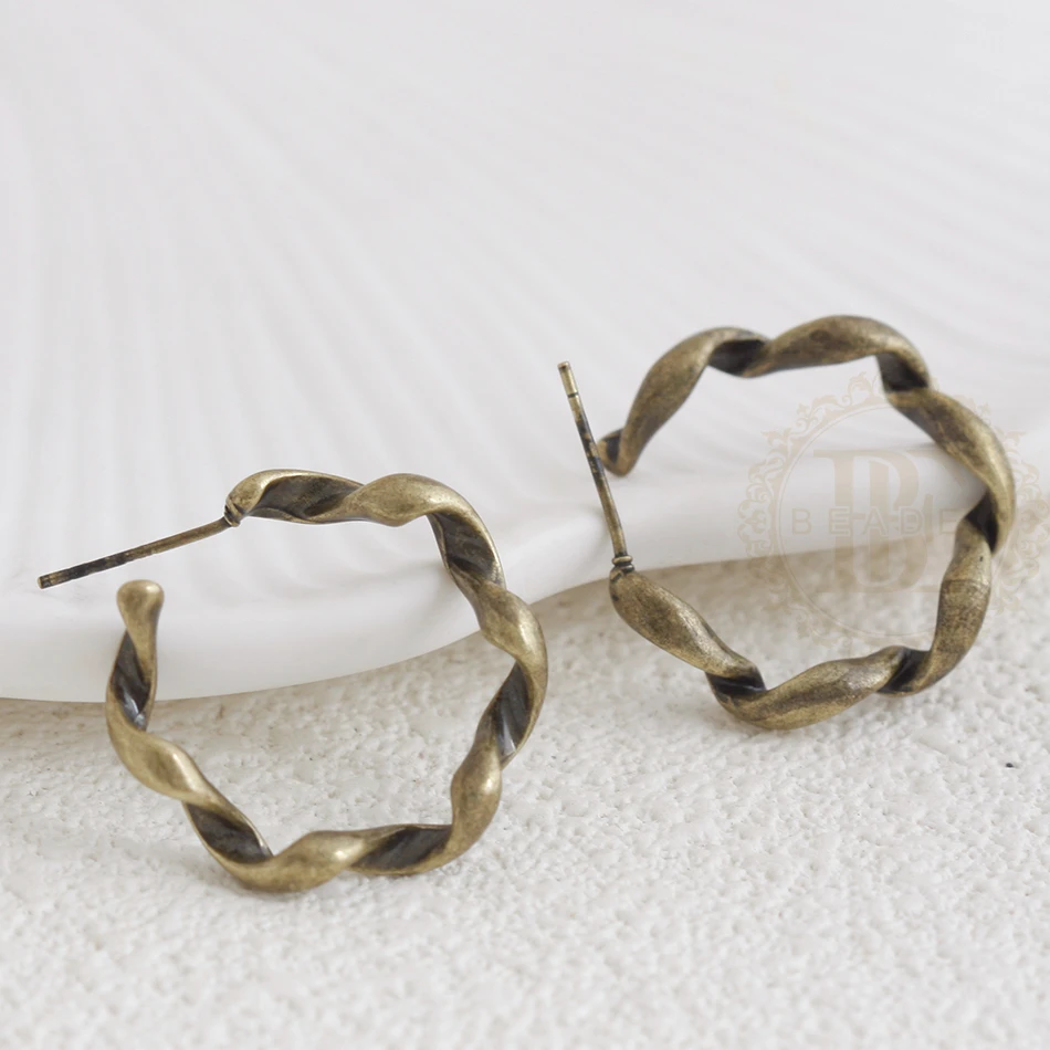 DIY Supply-2 قطعة من حلقات النحاس الصلب مع دبوس من الفضة الاسترليني - حلقة 24.4 × 4.6 ملم (4921C-11)