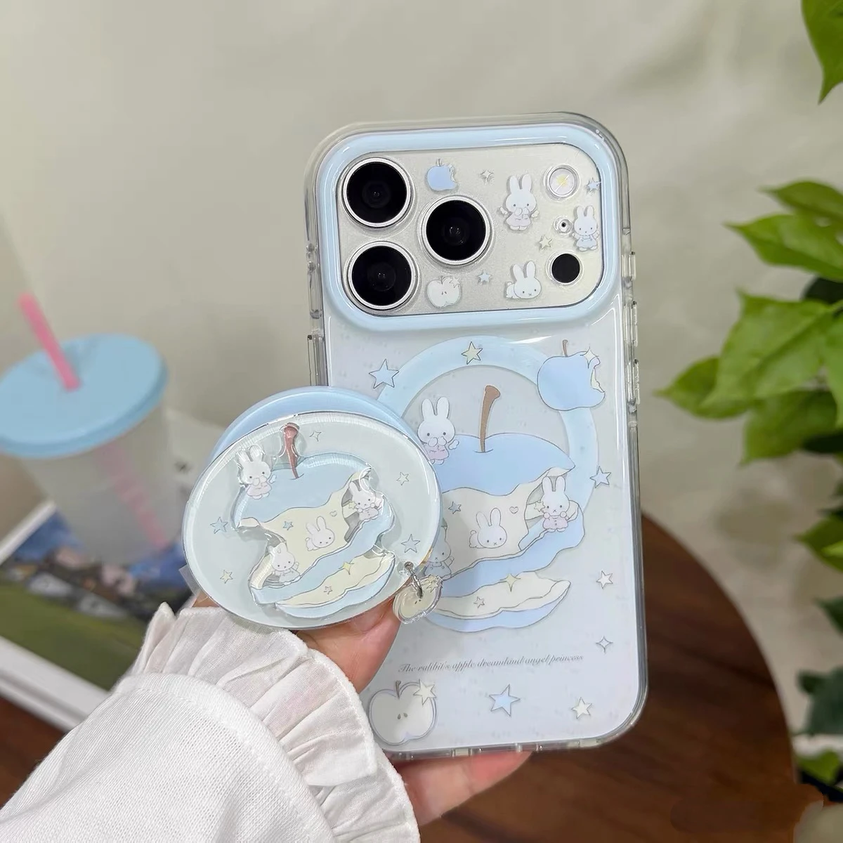 Cute Cartoon Miffy Rabbit Magnetic Phone Case for iPhone 17 Pro 16 15 Pro 17 15 16 Pro Max Cover With Magsafe Stand Charm Case