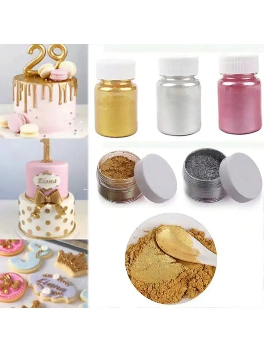 Mousse en polvo dorado de 15g, pastel, macarrón, chocolate, solo para decoración, polvo brillante, polvo de perla para hornear, Halloween, Navidad