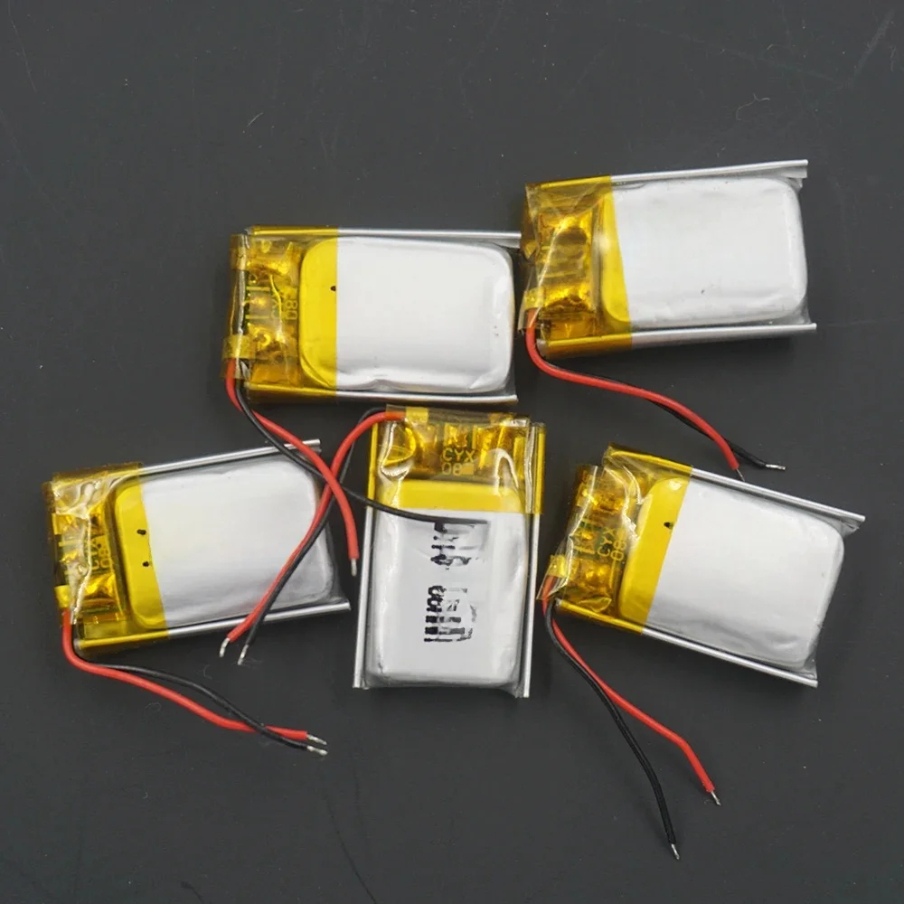Wholesale 5pcs 3.7V 80mAh 0.296Wh Polymer Li Lithium Battery 501221 Li-ion For Bluetooth Speaker Headset Glasses Smart Watch DIY