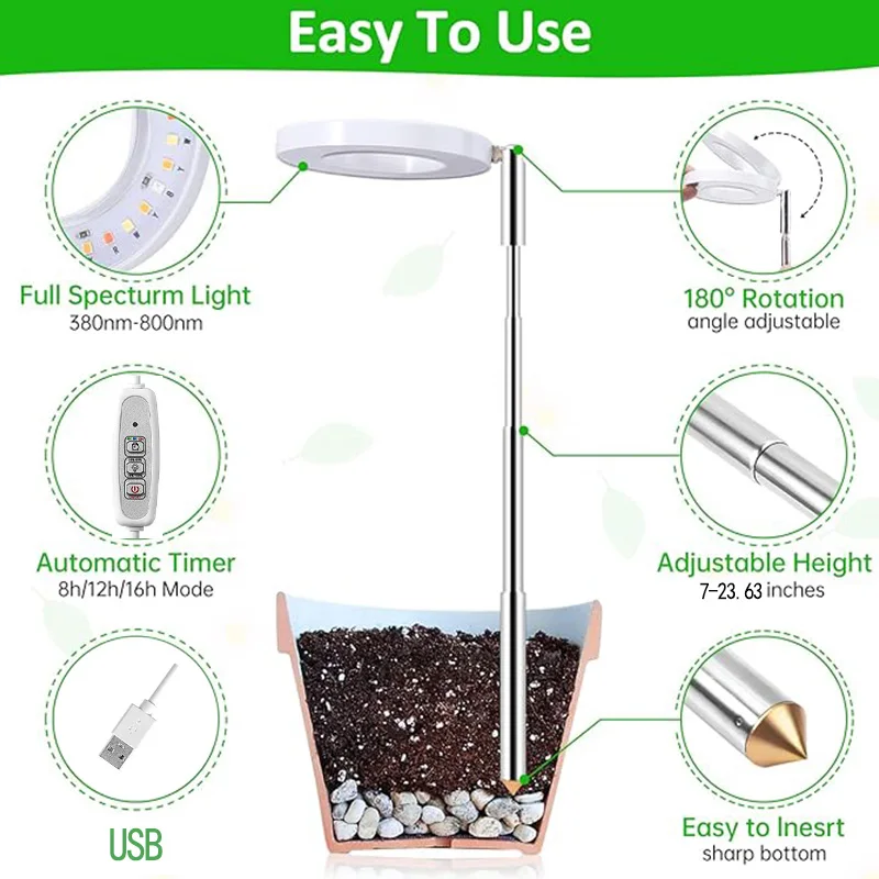LED Growth Light Grow Lamp Full Spectrum Plant Light With Control Lights Home Indoor Flower Seedling Phyto Lamp Plant Light Grow