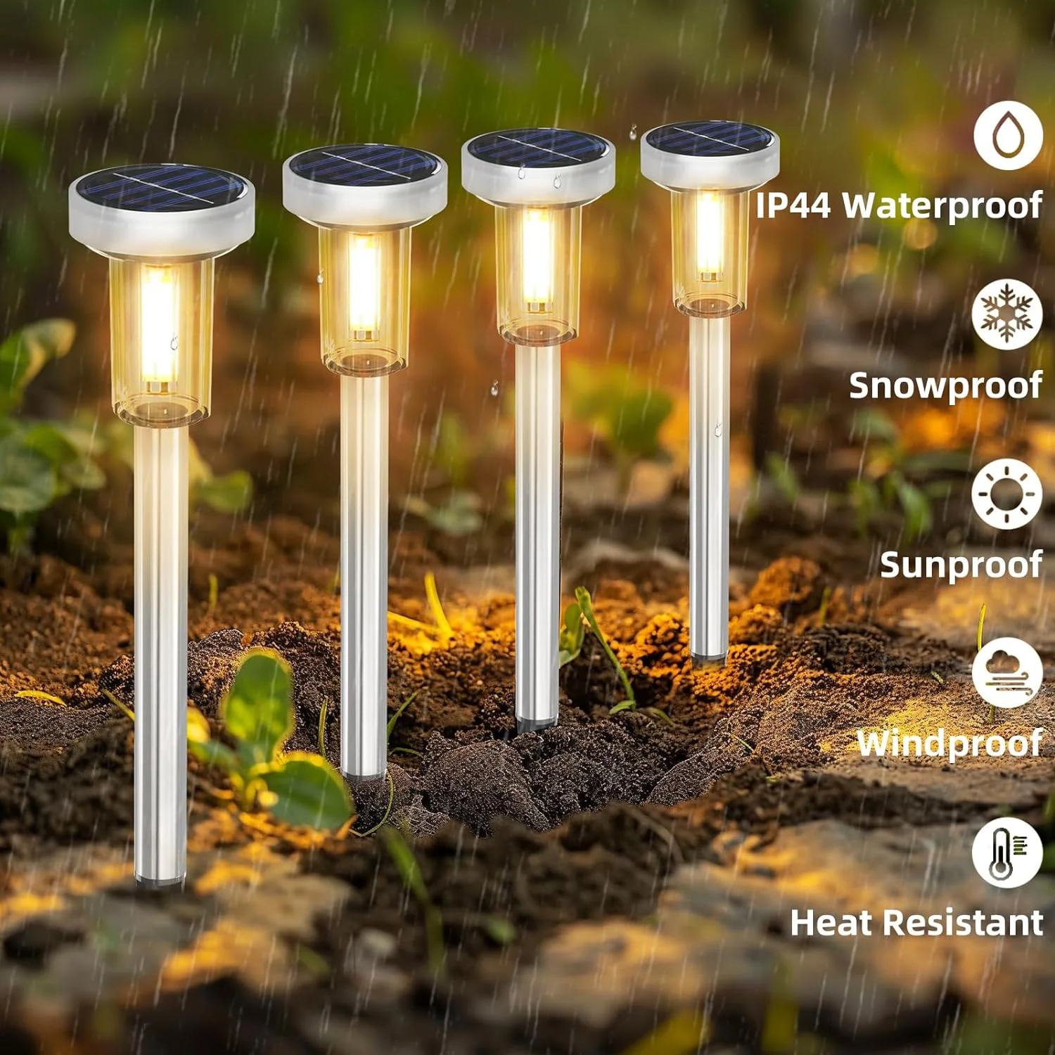 Outdoor zonne-gazonverlichting, landschapsdoorgangverlichting, waterdicht warm wit, binnenplaatsen decoreren, tuinen