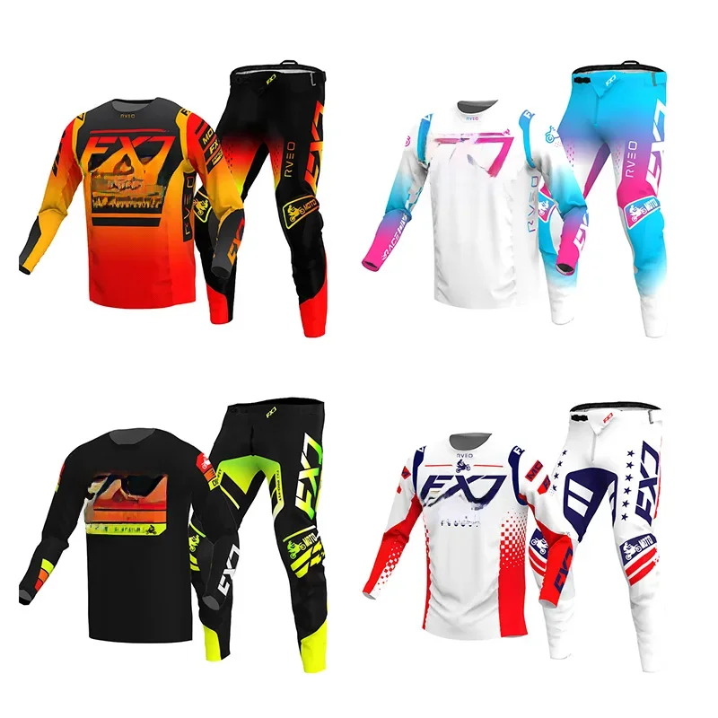 AliExpress FXJ motocross gear set racing suit Off-road MX DH BMX ATV MTB Enduro MOTO Mens Kits Women's mountain Motorcycle Combo Downhill