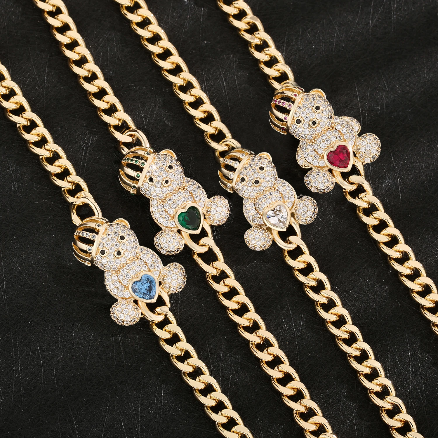 VCT original tiara bear bracelet original zircon copper material teddy bear jewelry as a gift for friends wholesale price