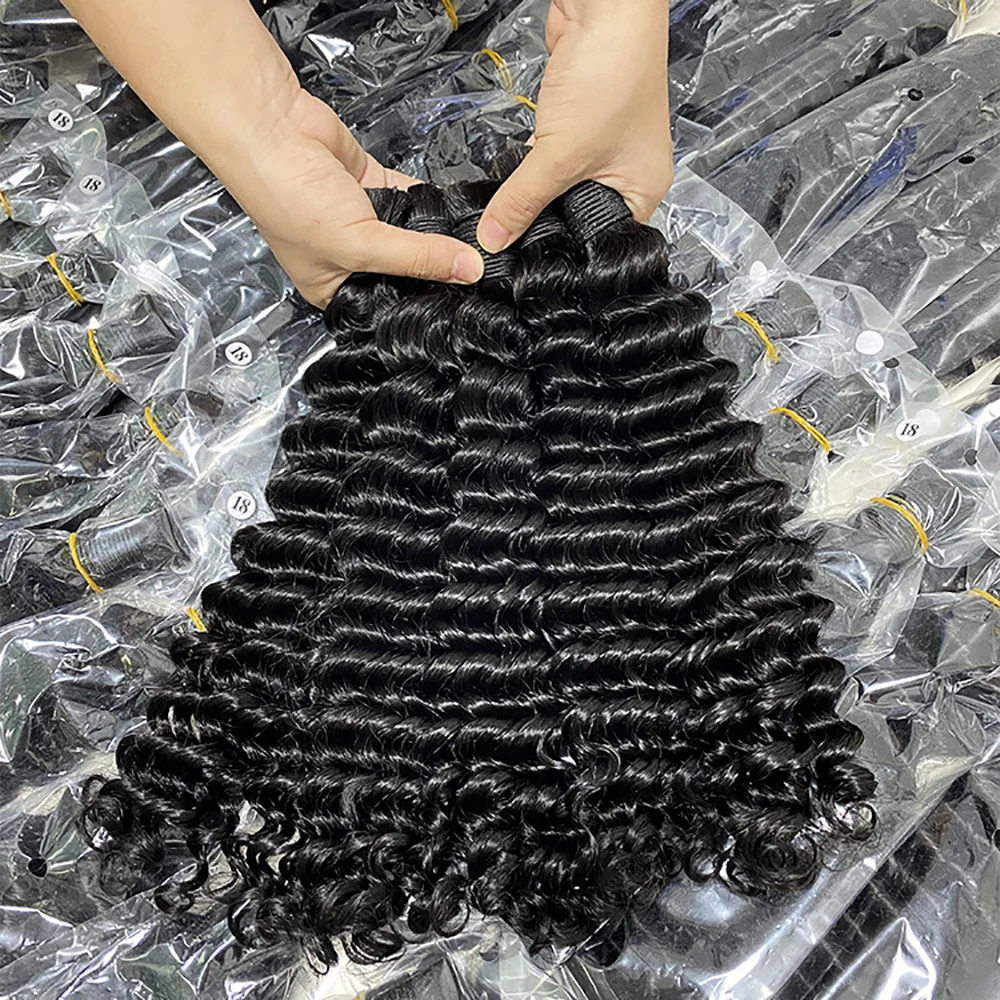 Deep Wave Bulk Braiding Hair ohne Tressen, brasilianische Bündel, Zöpfe, Extensions, 100 % Echthaar, lockiges Echthaar-Bündel für Boho-Zöpfe – Detail 2