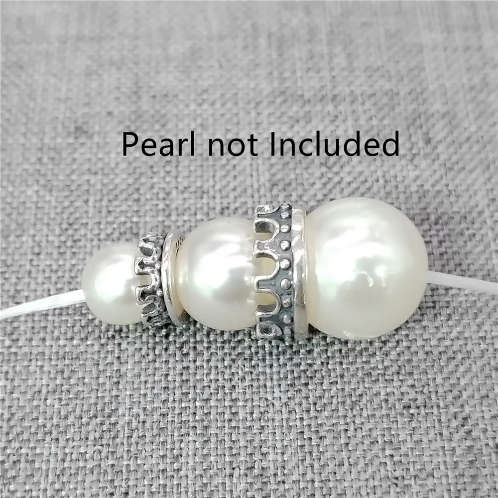 

4pcs of 925 Sterling Silver Royal Crown Bead Large Hole Queen Princess Spacer for Bracelet