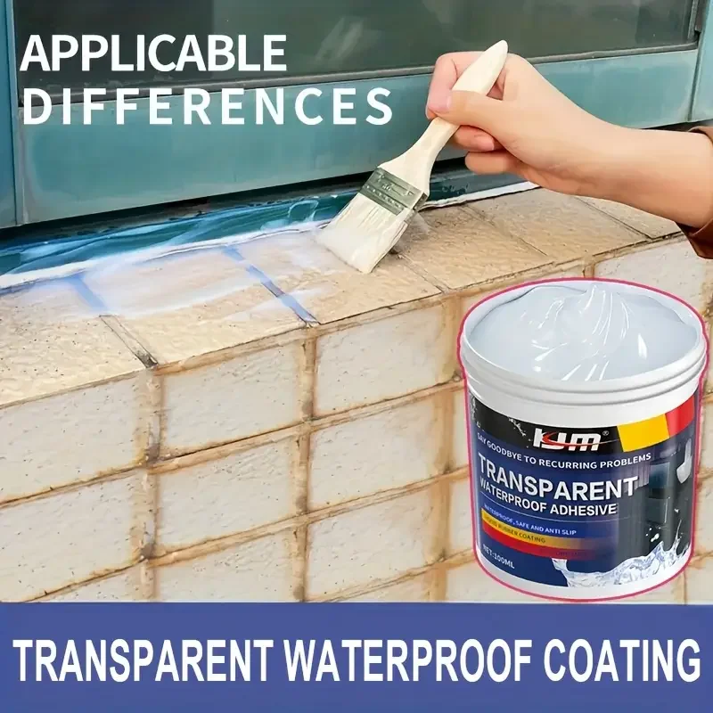 

Upgraded Transparent Waterproof Liquid Rubber Coating - Fast-Drying 1K Sealant for RV and Indoor Leak Repair, Durable Plastic