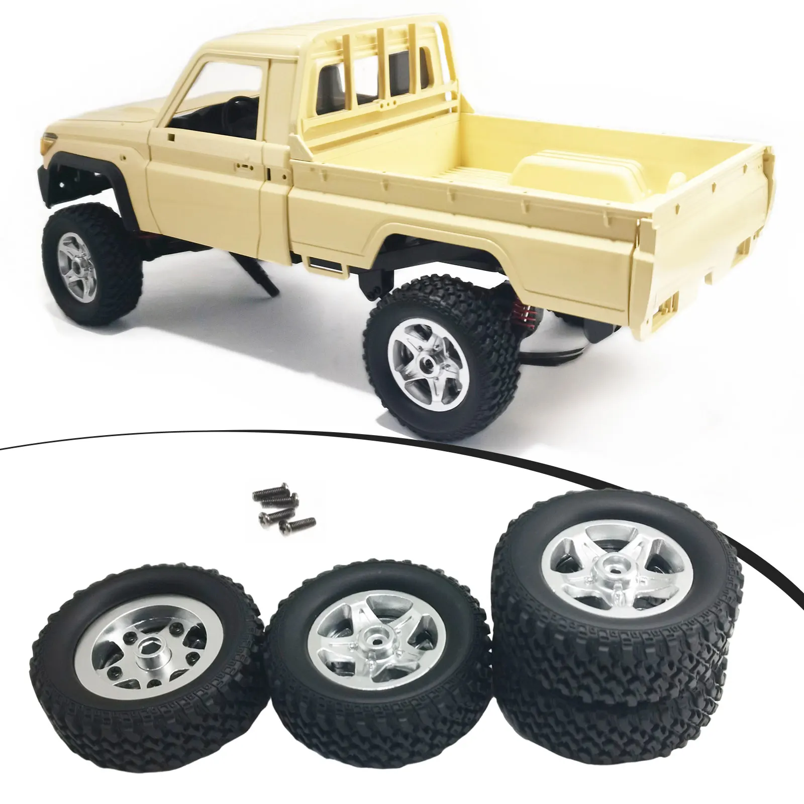 4Pcs RC Car Wheel Tires Sturdy Upgraded Wheels Rims RC Vehicle Accessories for MN82 MN82S LC79 74mm 1/12 Scale RC Crawler Car
