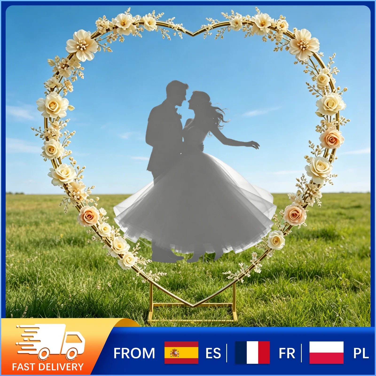 Supporto per Sfondo in Metallo Dorato Riutilizzabile Antiruggine, Facile da Montare, Arco Fai-da-Te per Fiori e Palloncini per Decorazioni di Matrimoni e Feste di Compleanno