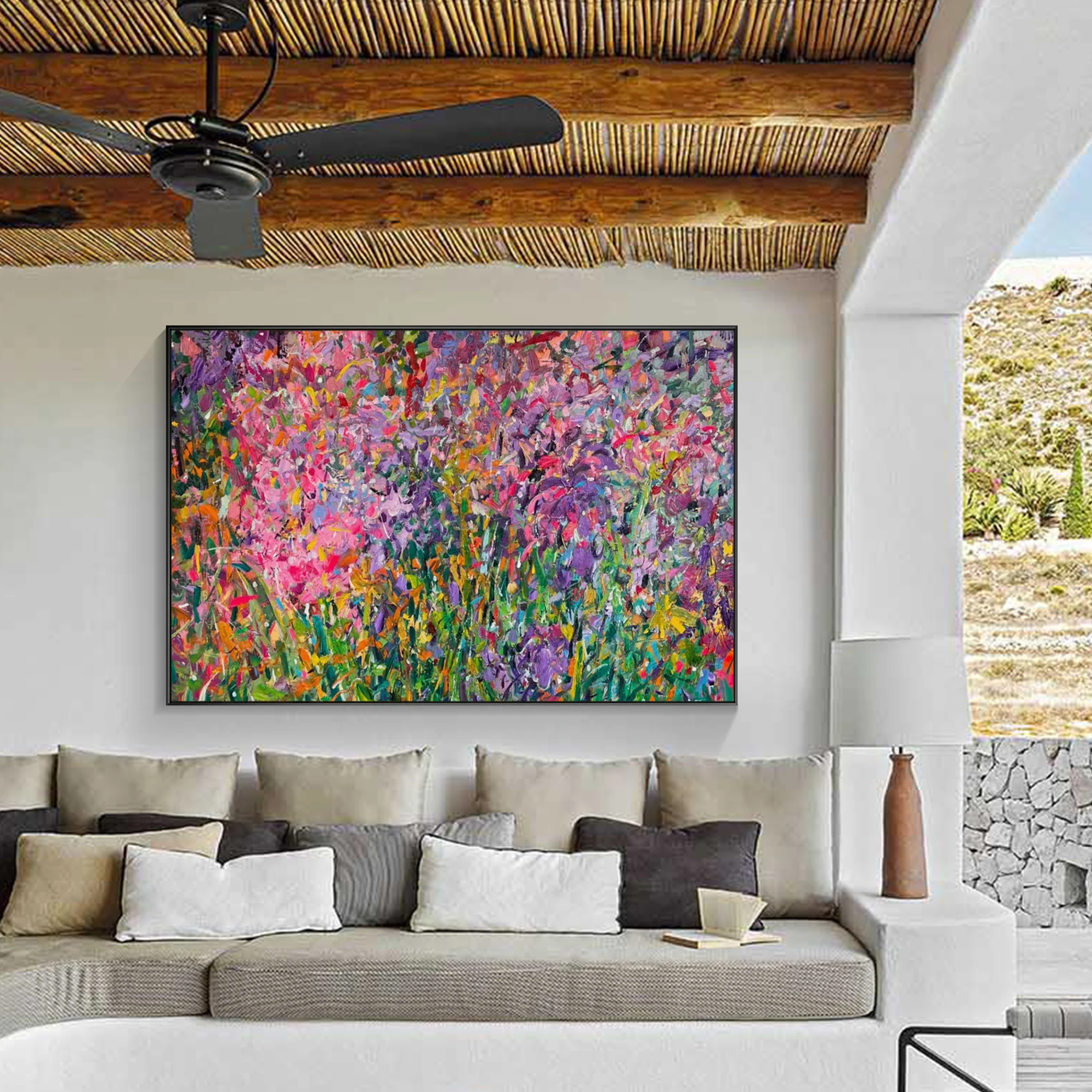 

Large Colorful Abstract Painting Hand Painted Pink Abstract Canvas Painting Contemporary Art Modern Acrylic Abstract Painting