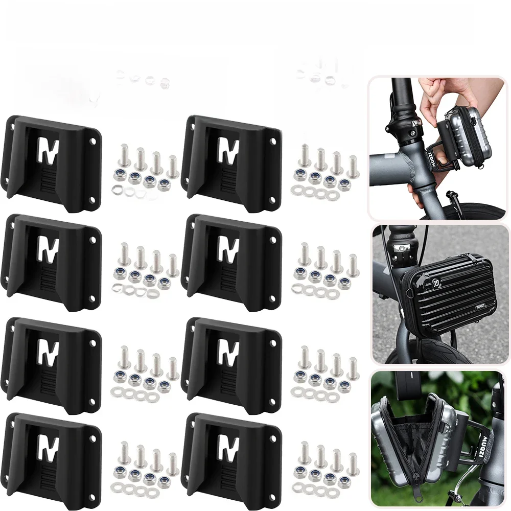 AliExpress NONE 1-10pcs Folding Bike Pig Nose Bag Adapter for Brompton Bicycle Plastic Front Carrier Block Adapter with Screws Front Bag Racks