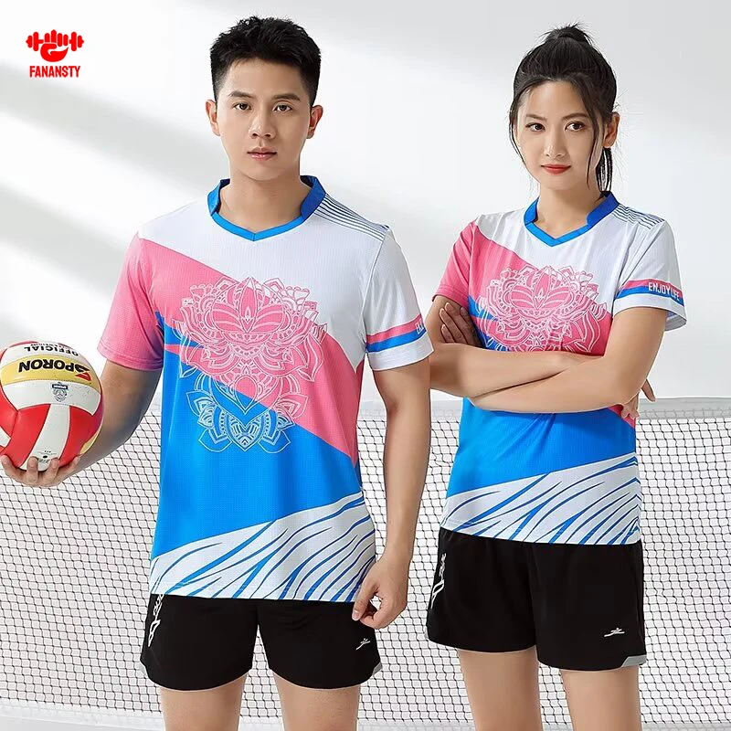 

Badminton T-shirts Shorts Tennis Men Women Series Printed Quick-Drying Set Short Sleeved Round