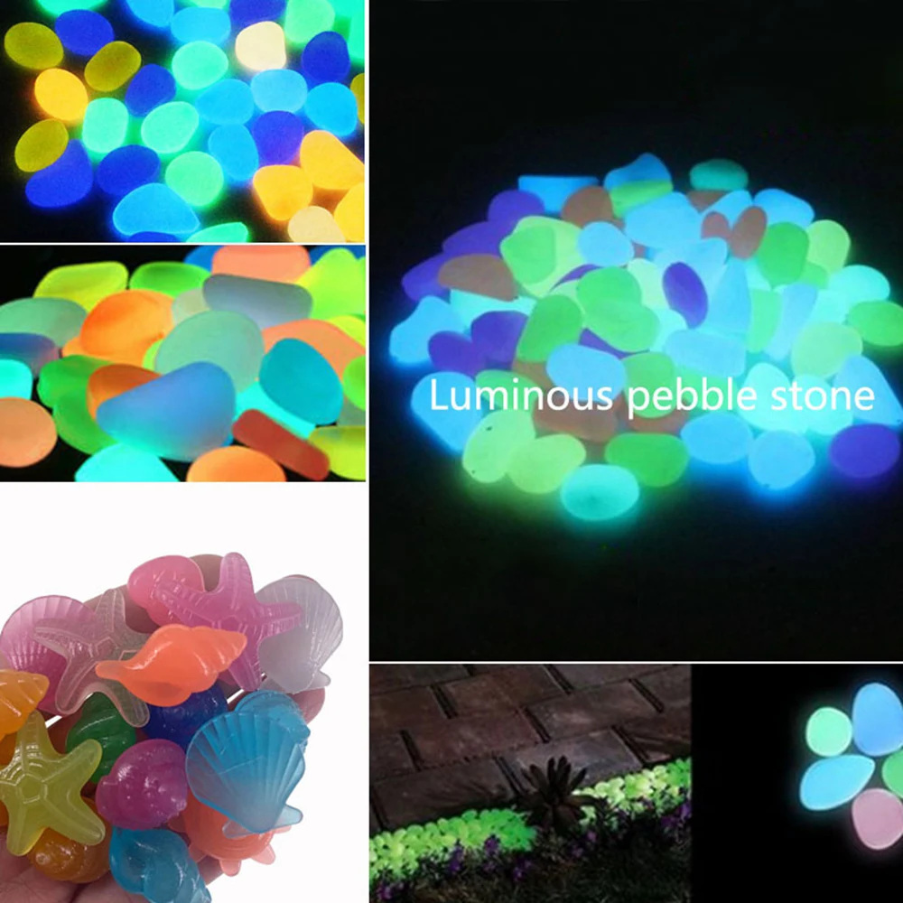 10/30/50PCs Colorful Luminous Starfish Conch Shell Shaped Glowing Stones Decorative For Garden Aquarium Fish Tank Pool Landscape