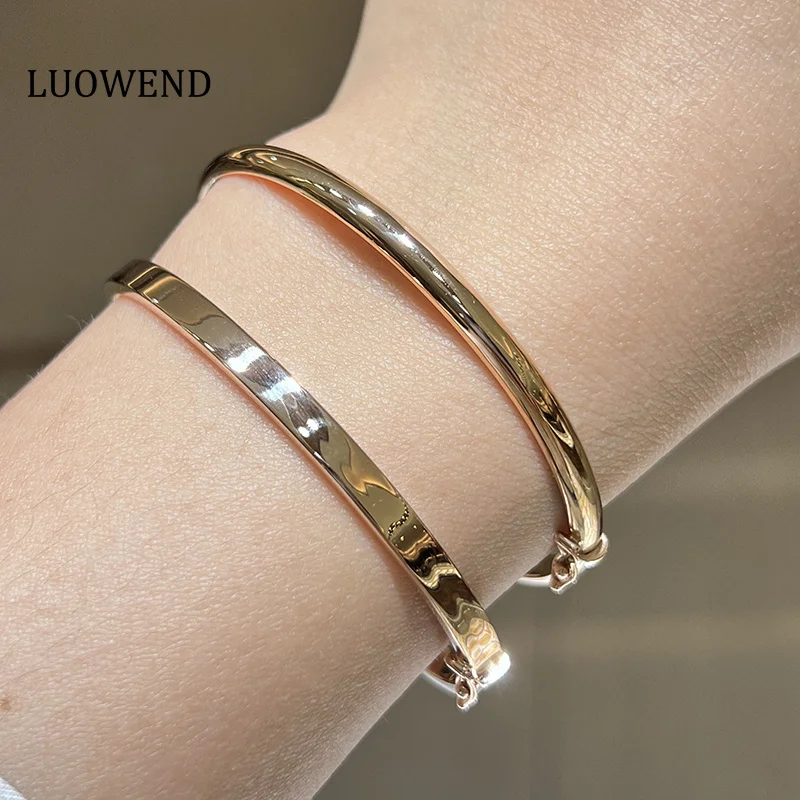 

LUOWEND 100% 18K Yellow Gold Bangle Classic Party Style Luxury Engagement Jewelry for Women